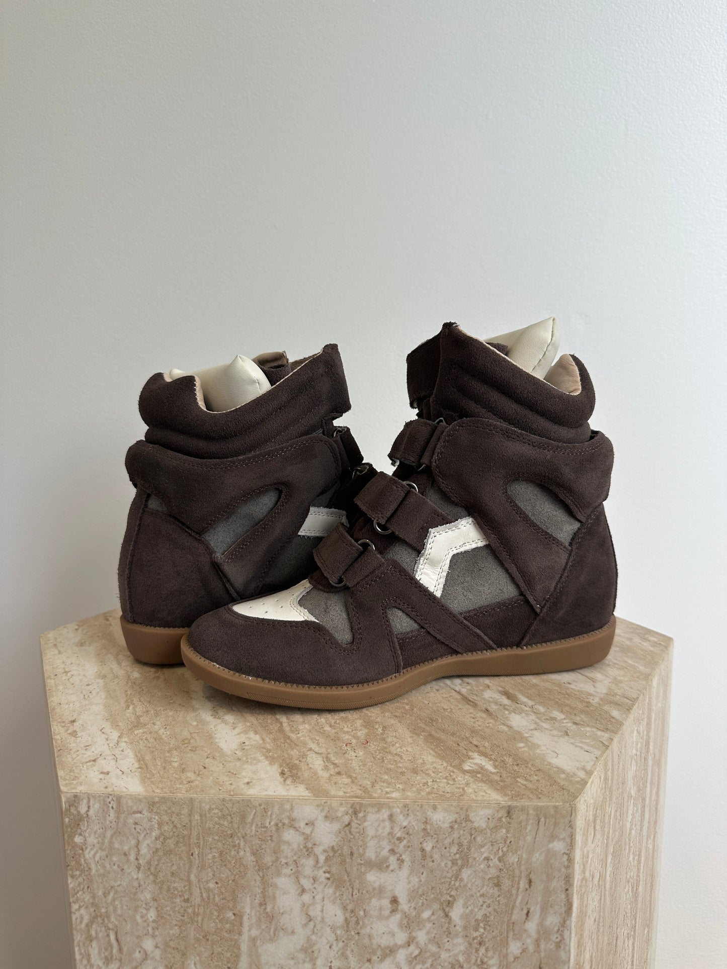 Wedge sneaker Brown/white