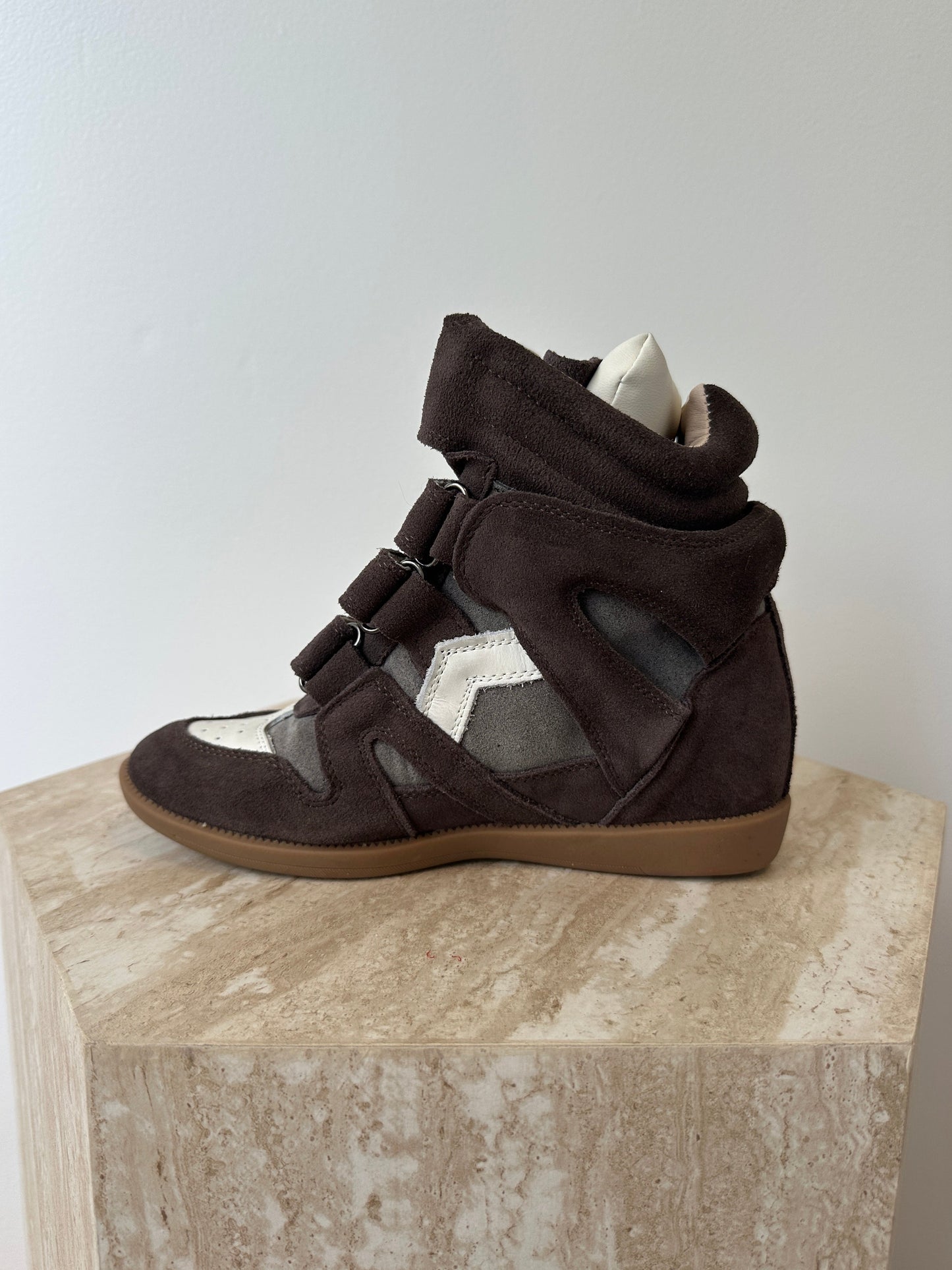 Wedge sneaker Brown/white