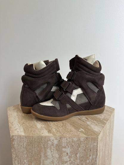 Wedge sneaker Brown/white