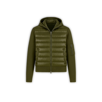 Down Knit Zip Cardigan OLIVE GREEN