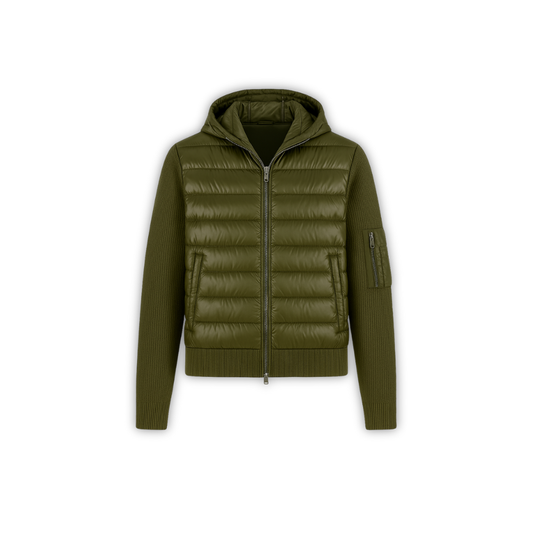 Down Knit Zip Cardigan OLIVE GREEN