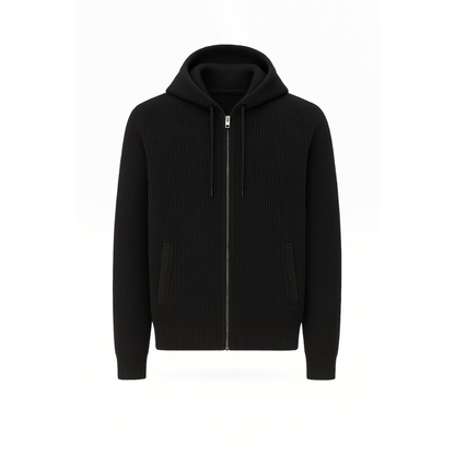 Noir Knit Zip Hoodie