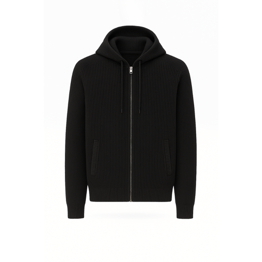 Noir Knit Zip Hoodie