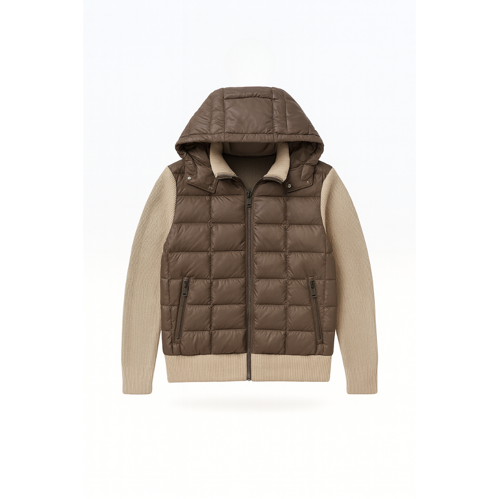 Hybrid Knit Hooded Cardigan